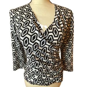MSK Womens Black and White Sequin (S) Blouse